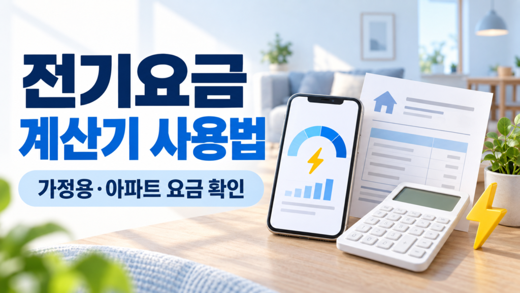 전기요금 계산기와 전기 사용량 화면을 활용해 가정용·아파트 전기요금 확인 방법을 안내하는 대표이미지
